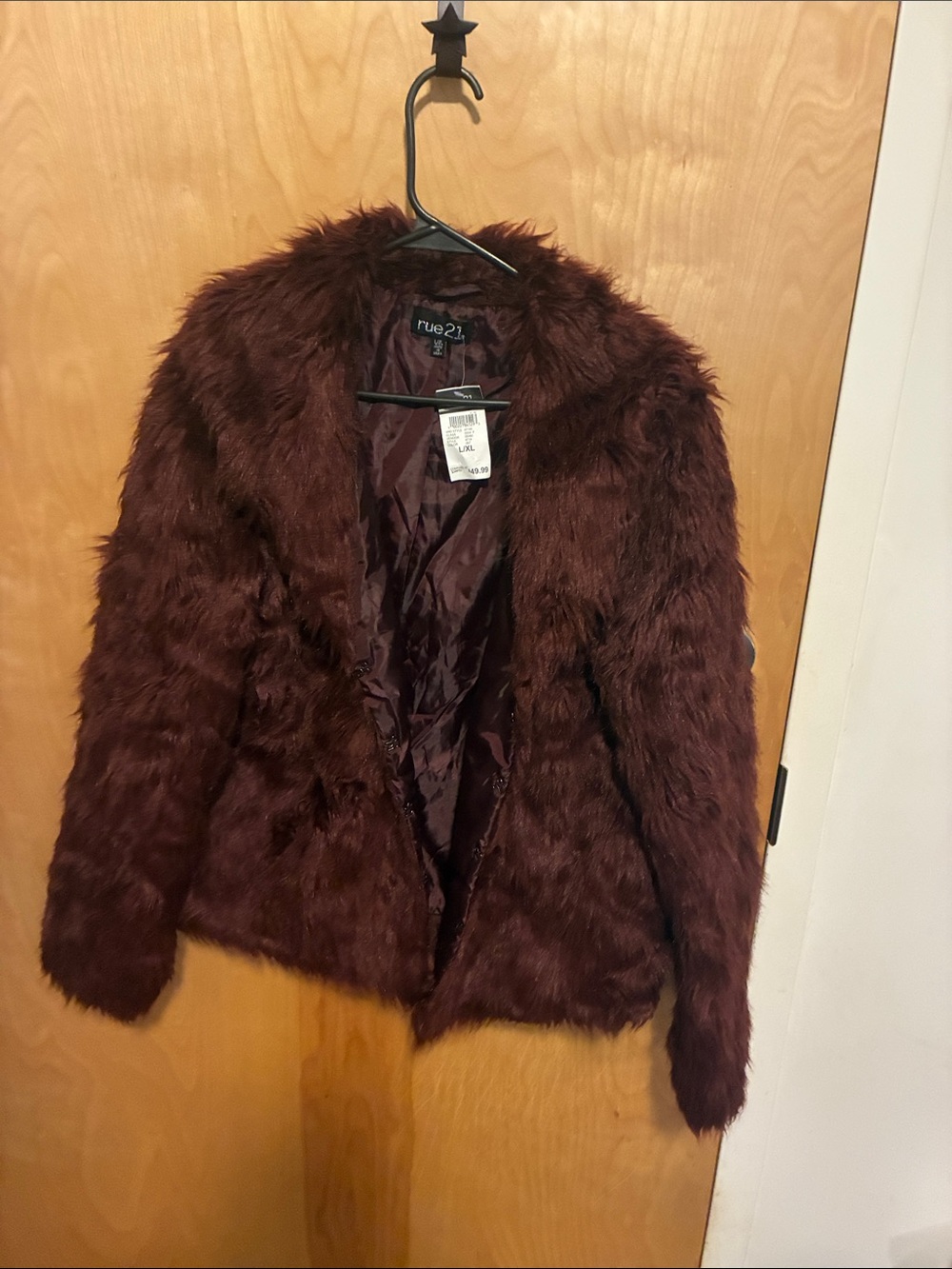 Rue21 Plush Faux Fur Teddy Jacket in Burgundy